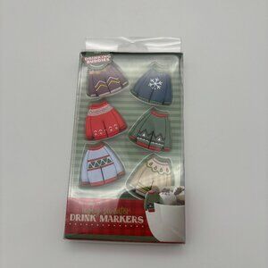 Party Companions Drinking Buddies UGLY SWEATER Drink Markers, 6ct NEW
